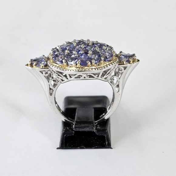 Natural Tanzanite Ring in Platinum over Sterling Silver Sz 8! 💙 Free Shipping! - Picture 2 of 12